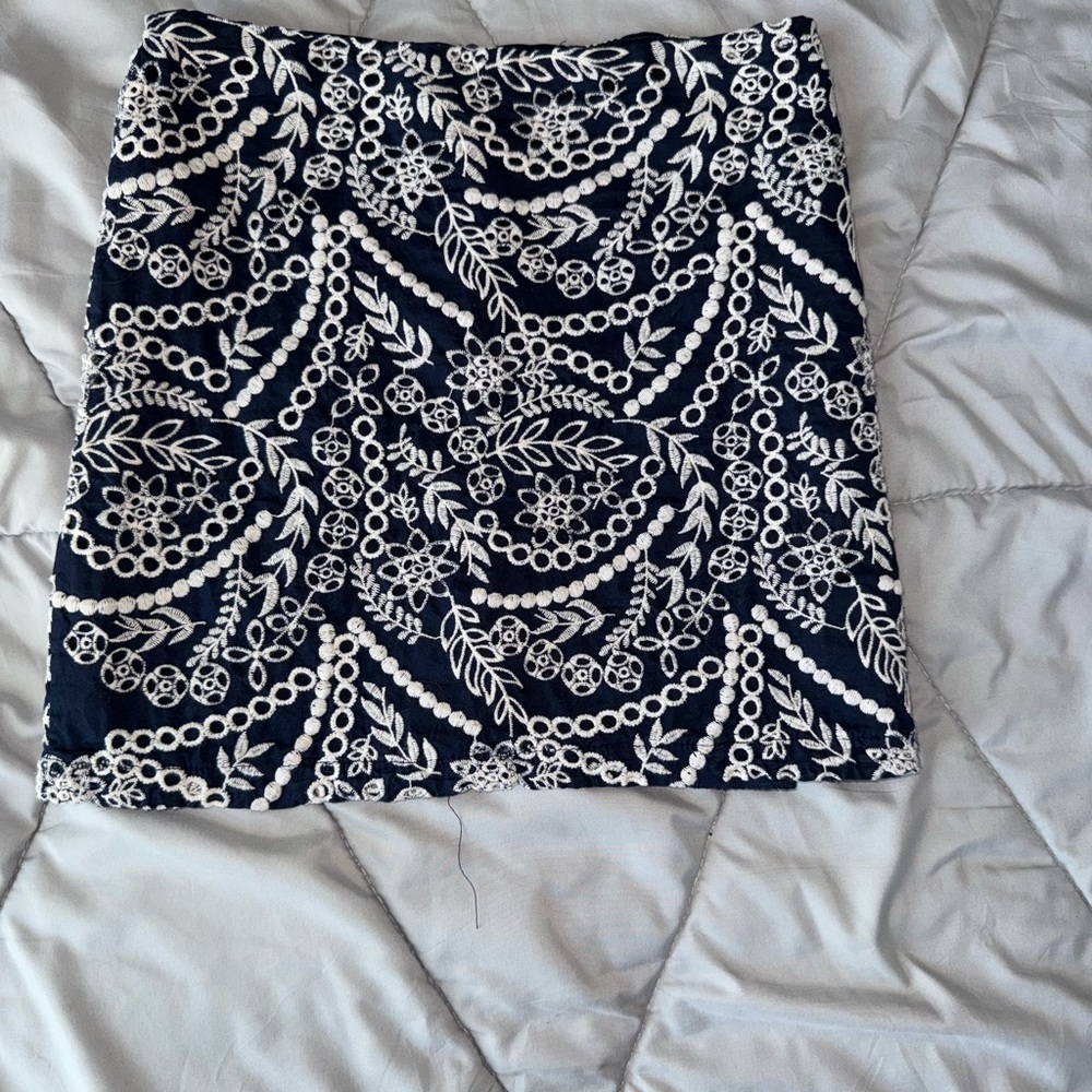 Miami Floral Patterned Mini Skirt - Navy and White